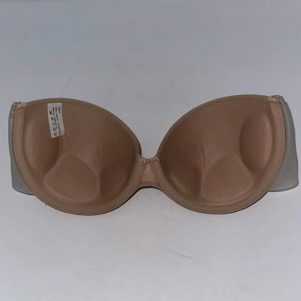Women's‎ Strapless Underwire Bra Beige Nude Convertible Seamless Support C Cup